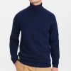 Mand Anerkjendt Aksimon Lambswool Roll Neck Knit - Sky Captain