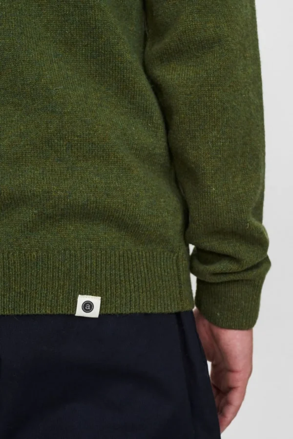 Mand Anerkjendt Aksimon Lambswool Roll Neck Knit - Deep Forrest