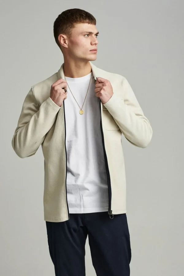 Mand Anerkjendt Aksoren Zip Cardigan - Tofu