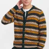 Mand Anerkjendt Aksteen Stripe Cardigan Knit - Sunflower