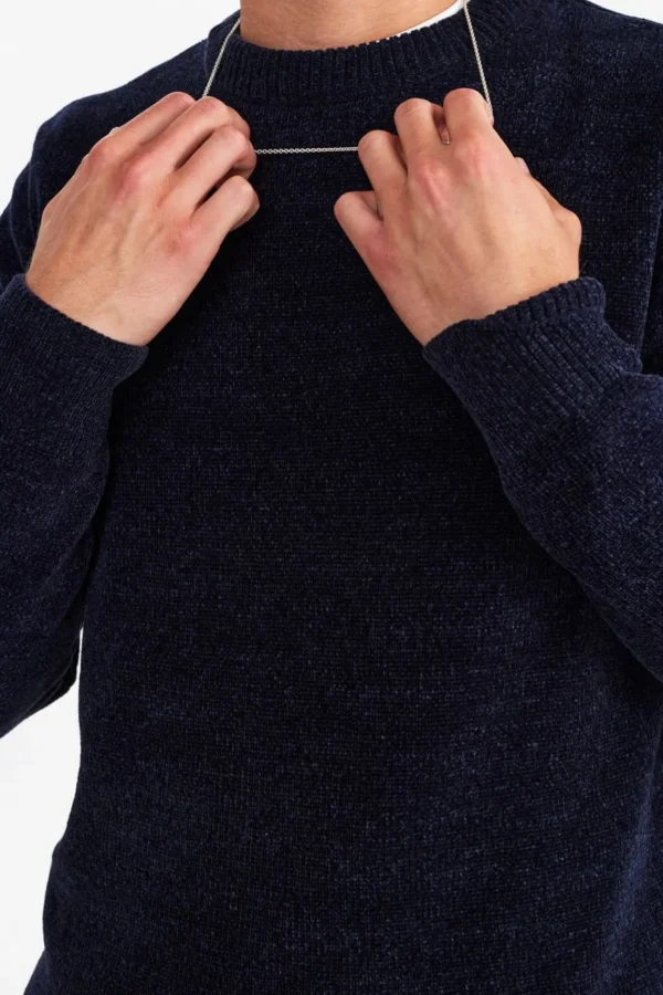 Mand Anerkjendt Aksune Chenille Knit - Dark Navy