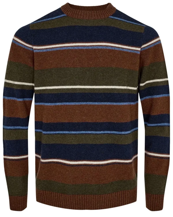 Mand Anerkjendt Aksune Jac Stripe Lambswool Knit - Cinnamon Stick