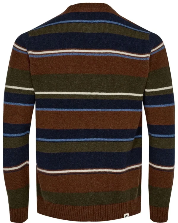 Mand Anerkjendt Aksune Jac Stripe Lambswool Knit - Cinnamon Stick