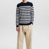 Mand Anerkjendt Aksune Stripe Knit - Dark Navy