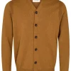 Mand Anerkjendt Aksvend Cot/Silk Cardigan - Golden Brown