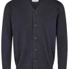 Mand Anerkjendt Aksvend Cot/Silk Cardigan - Dark Navy