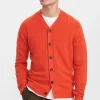 Mand Anerkjendt Aksvend Lambswool Cardigan Knit - Chili