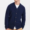 Mand Anerkjendt Aksvend Lambswool Cardigan Knit - Sky Captain