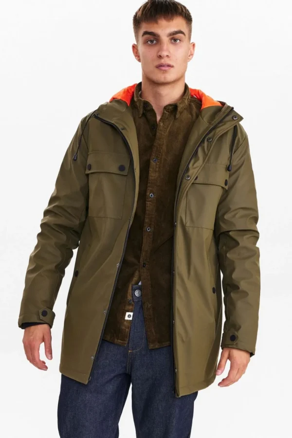 Mand Anerkjendt Akthomas Padded Raincoat - Dark Olive