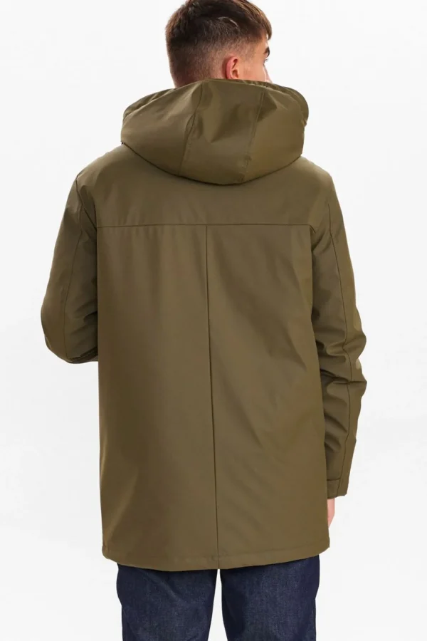 Mand Anerkjendt Akthomas Padded Raincoat - Dark Olive